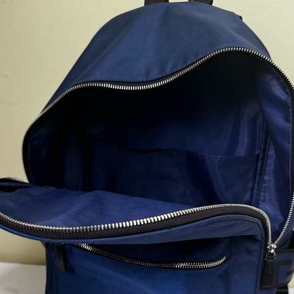 Versace Parfums Dylan Nylon Blue Backpack Bag Travel Logo Medusa Zip Lightweight - Picture 12 of 16